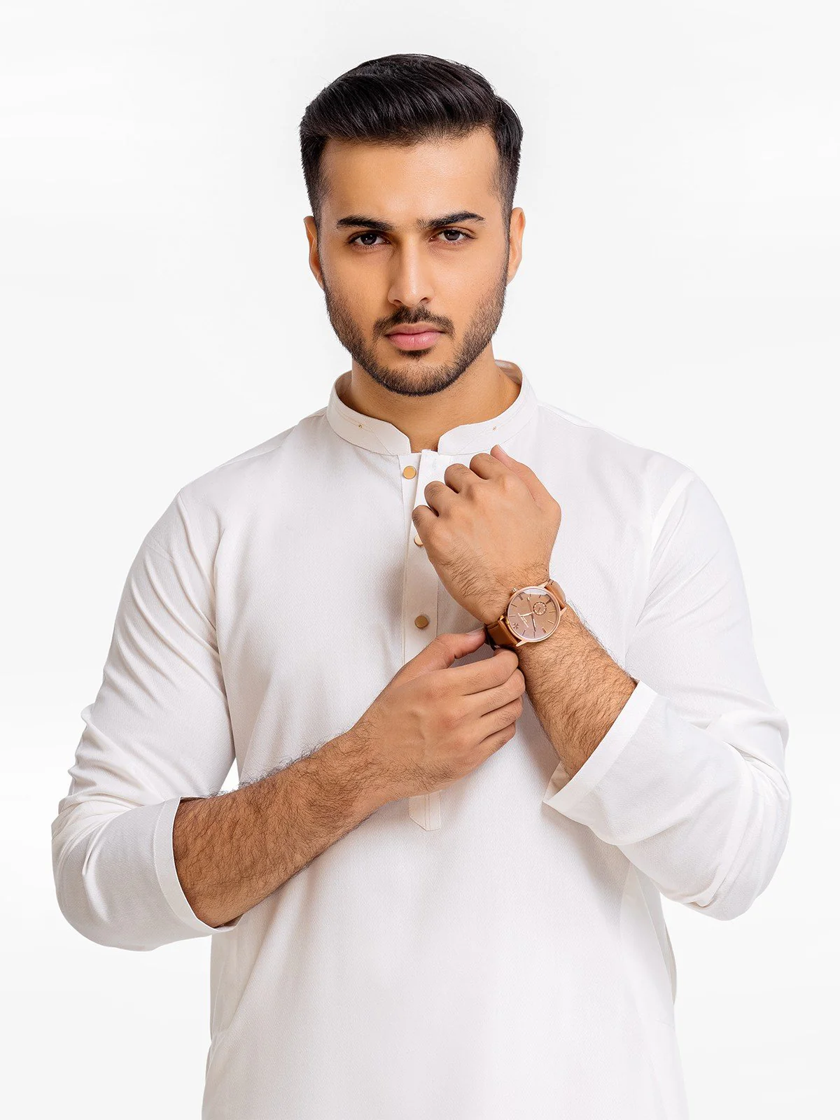 Men's Off White Shalwar Kameez - EMTSWP23-99376 - Image 4