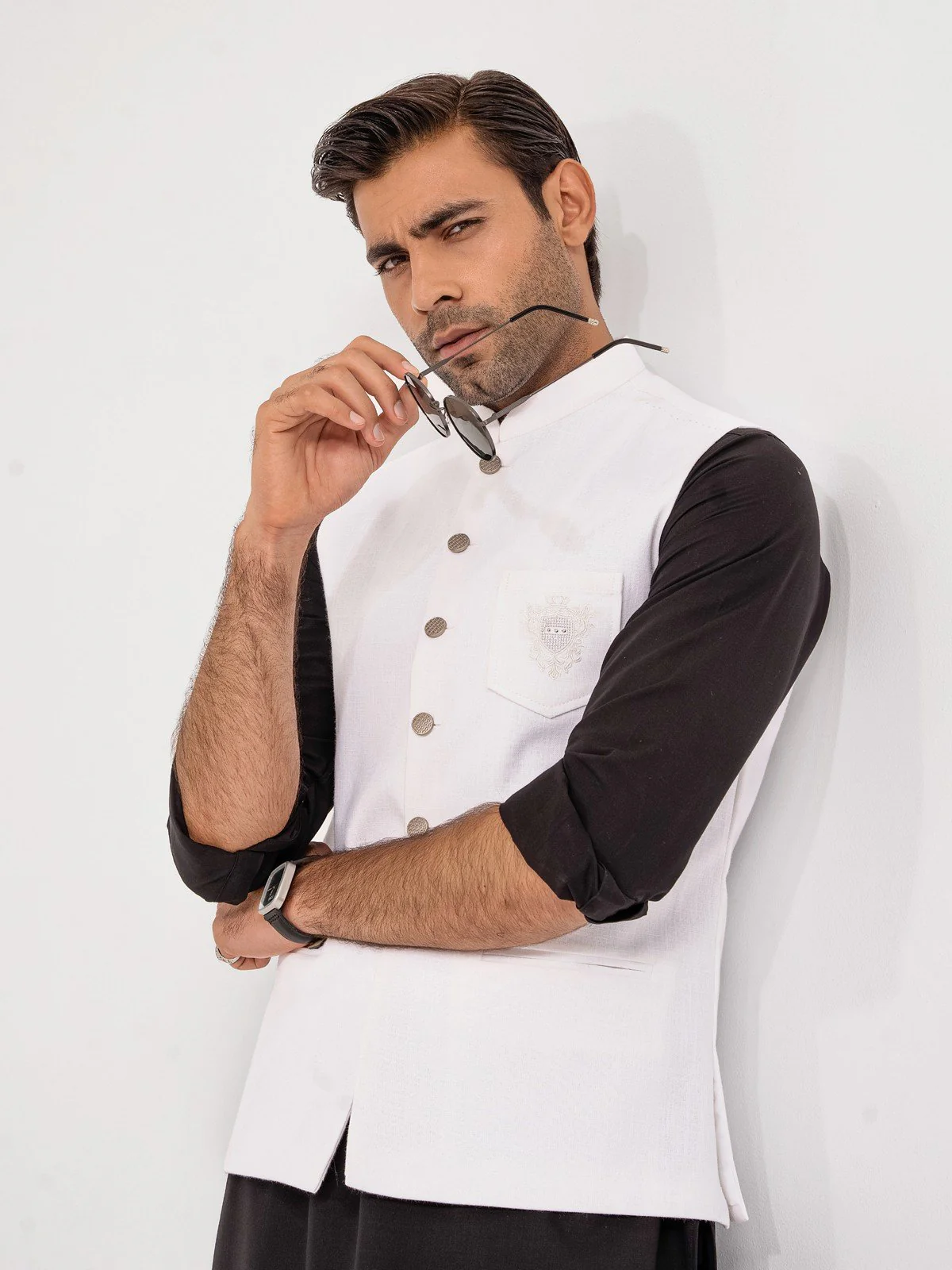 Men's Off White Waist Coat - EMTWC23-35896 - Image 2