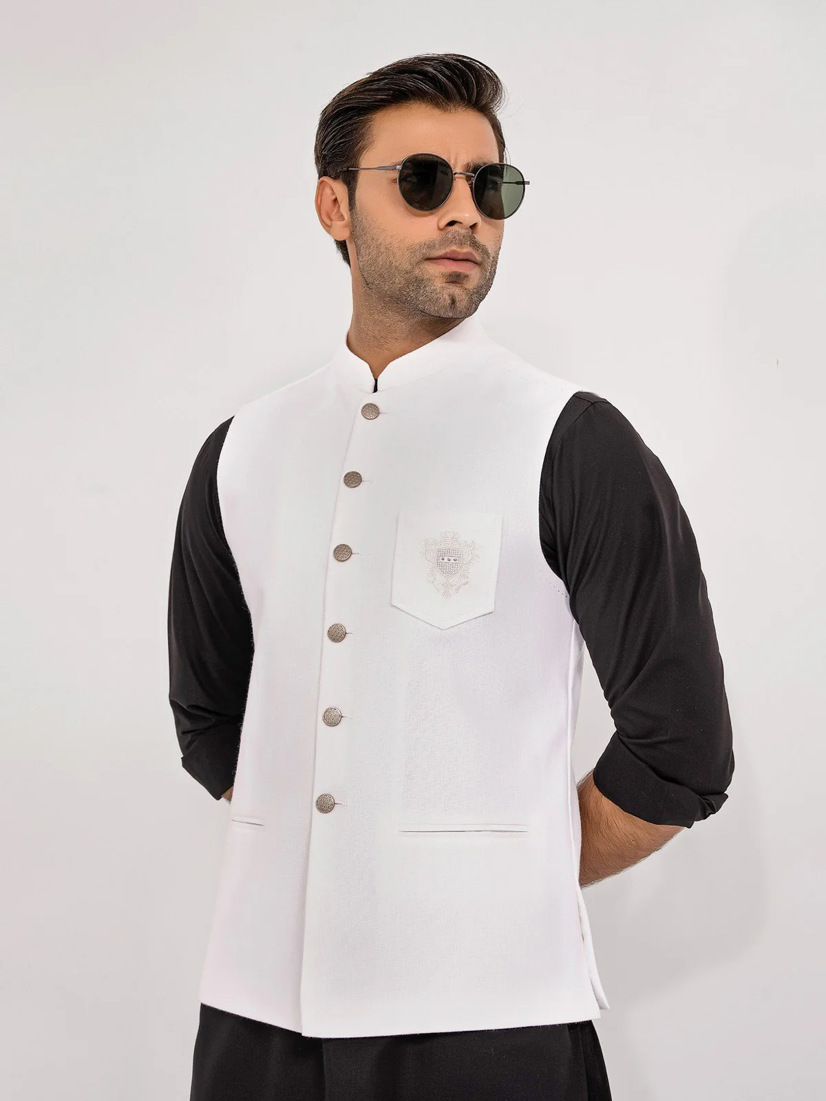 Men's Off White Waist Coat - EMTWC23-35896 - Image 4