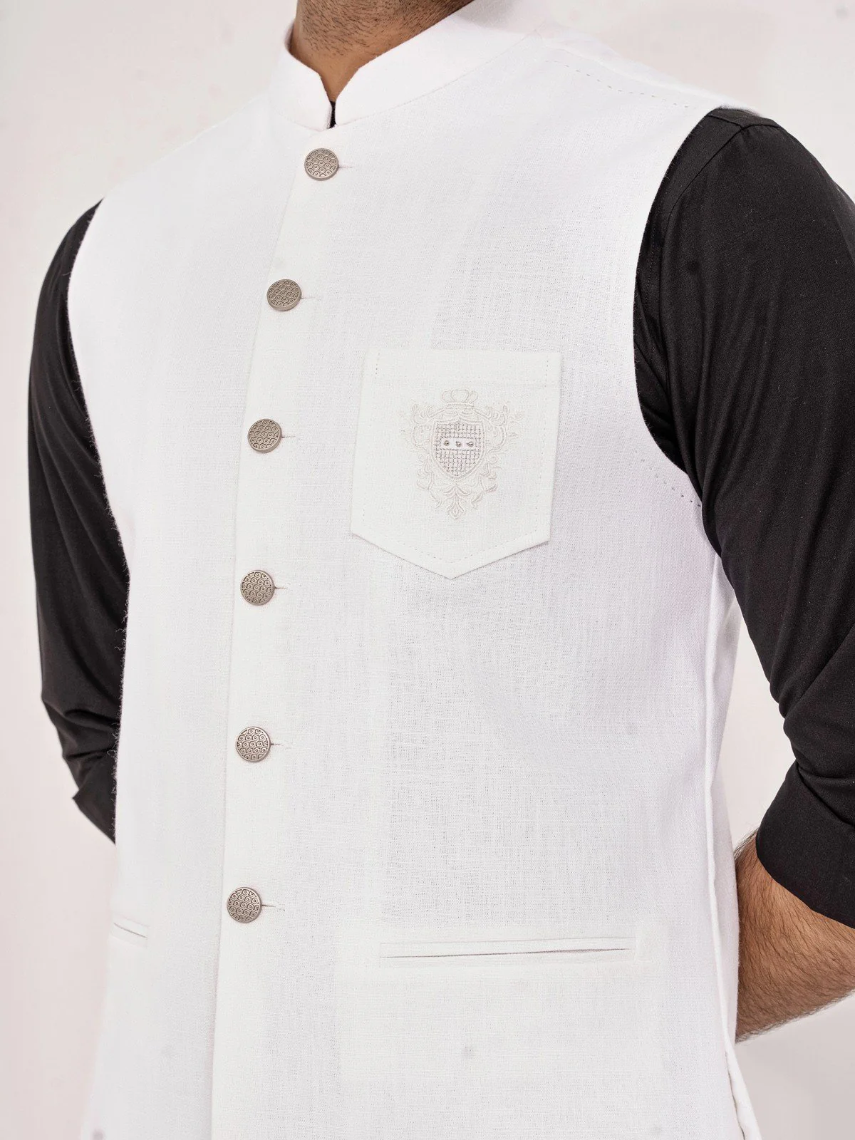 Men's Off White Waist Coat - EMTWC23-35896 - Image 5