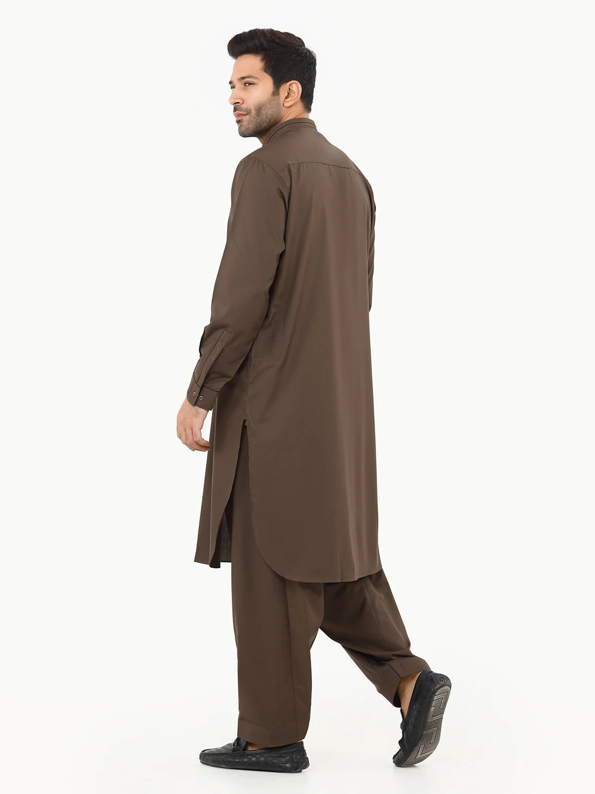 Men's Olive Green Shalwar Kameez - EMTKS22S-40953 - Image 4