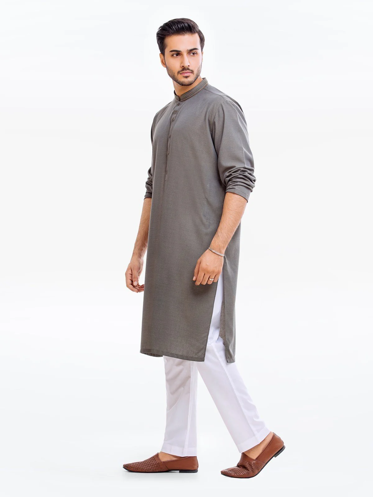 Men's Olive Kurta - EMTK23-99360 - Image 3