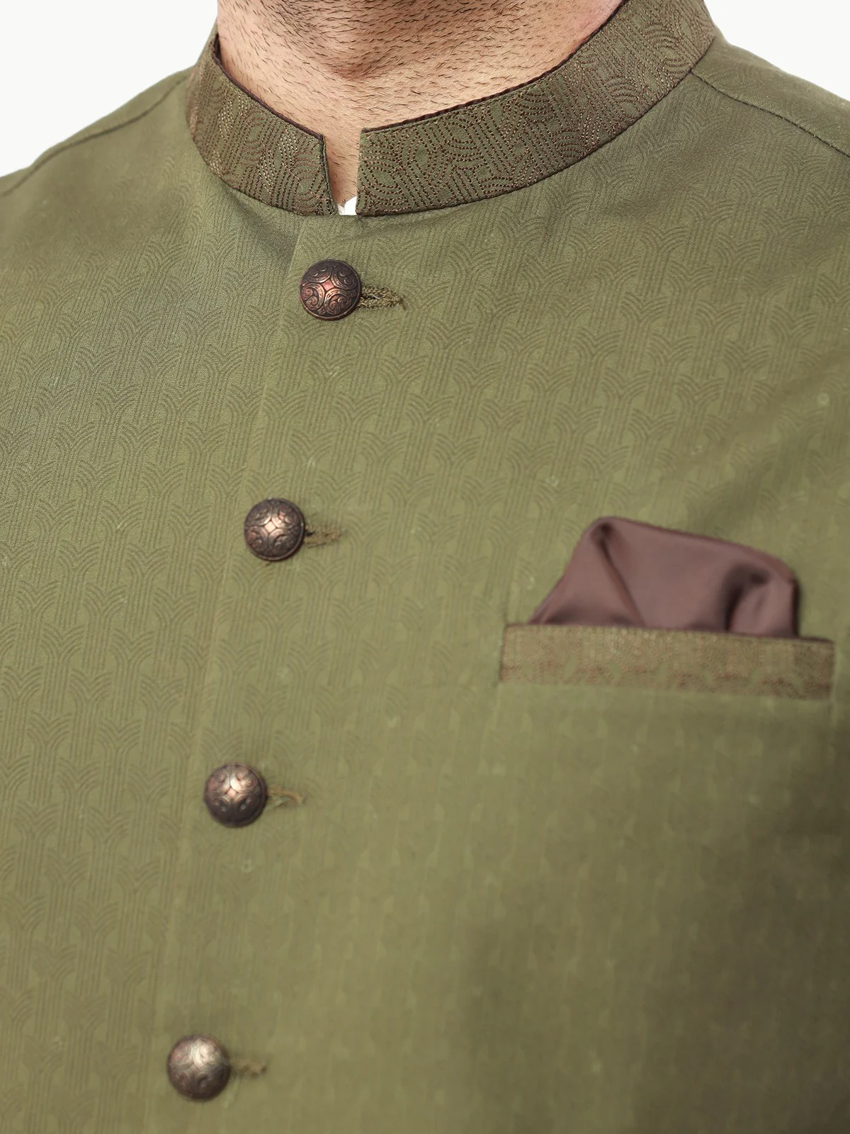 Men's Olive Waist Coat - EMTWC22-35808 - Image 3