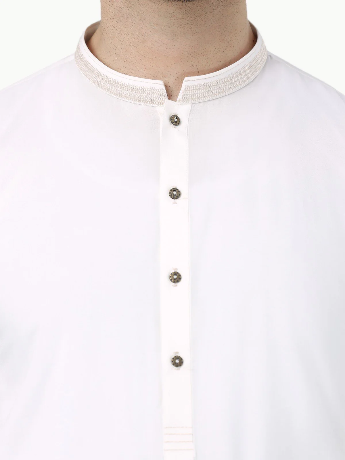 Men's Pearl White Shalwar Kameez - EMTSW22-99271 - Image 3