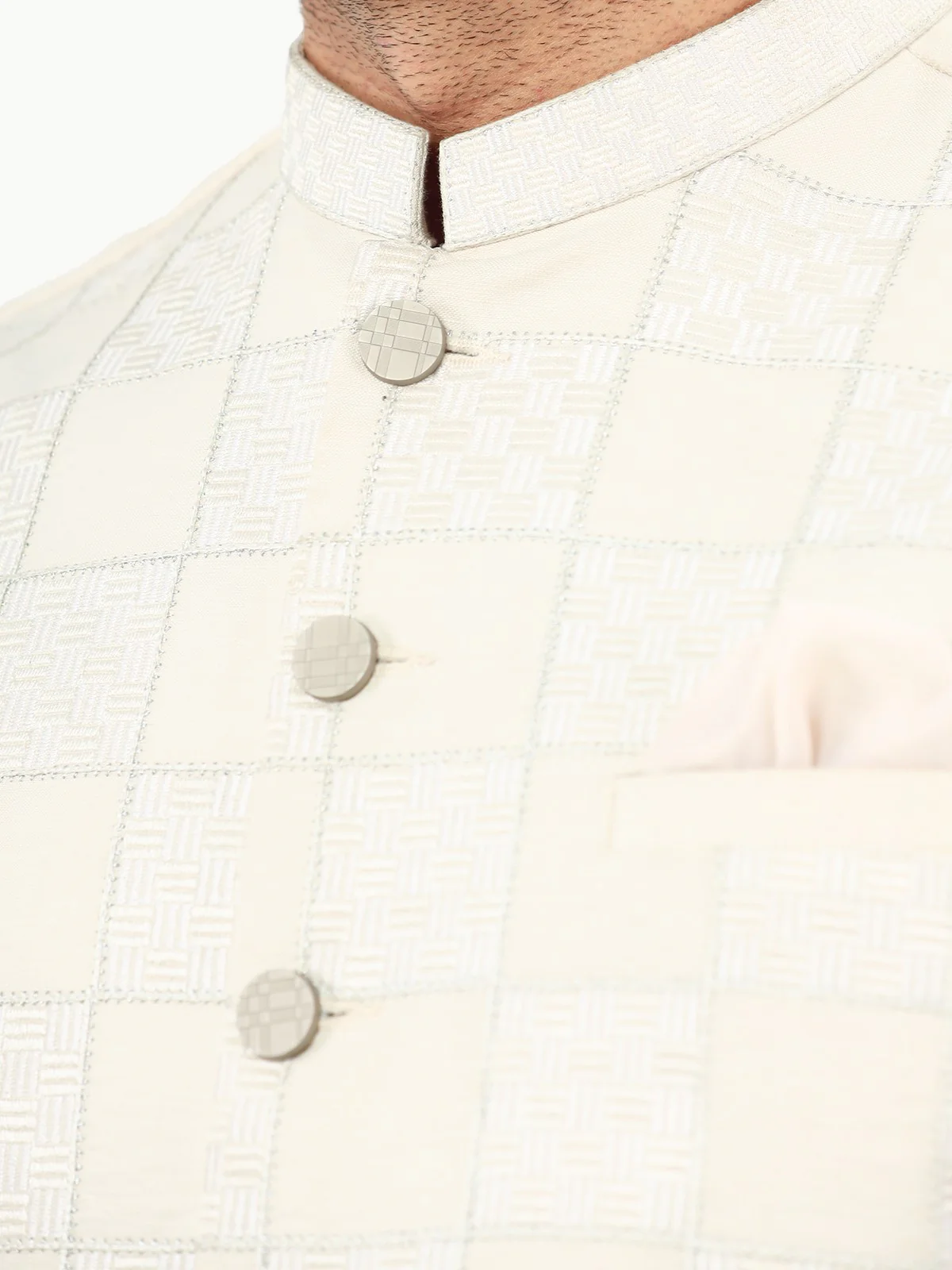 Men's Pearl White Waist Coat Ceremonial - EMTWCC22-135 - Image 4