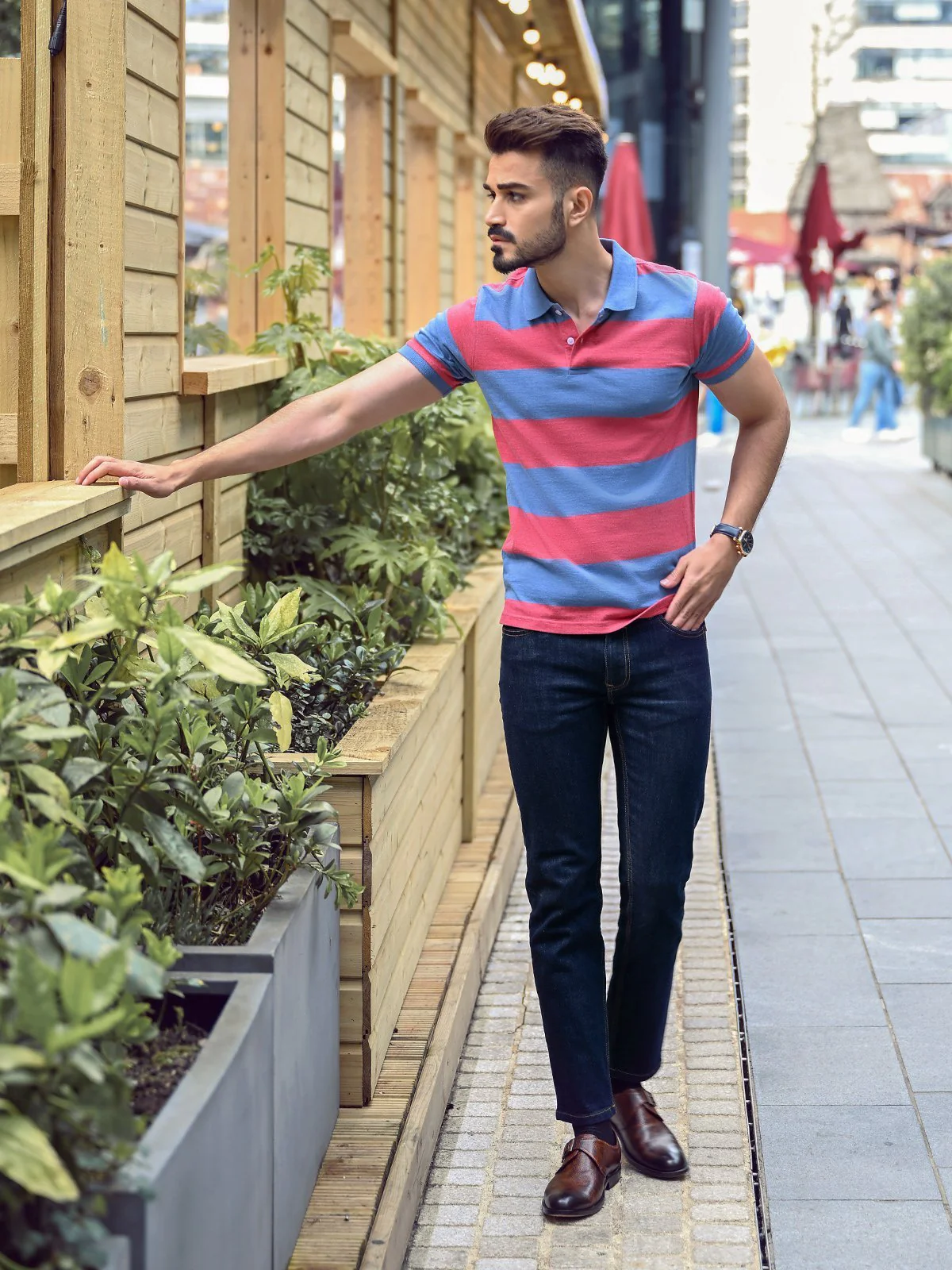 Men's Pink & Blue Polo Shirt - EMTPS22-017 - Image 5