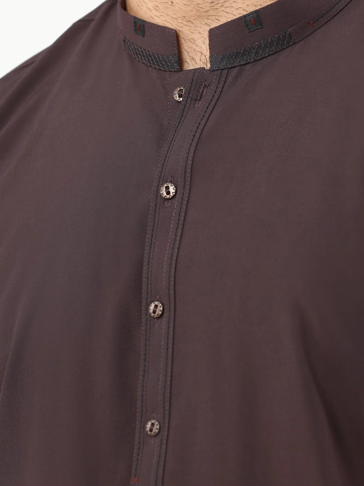 Men's Plum Shalwar Kameez - EMTKS22S-40968 - Image 4