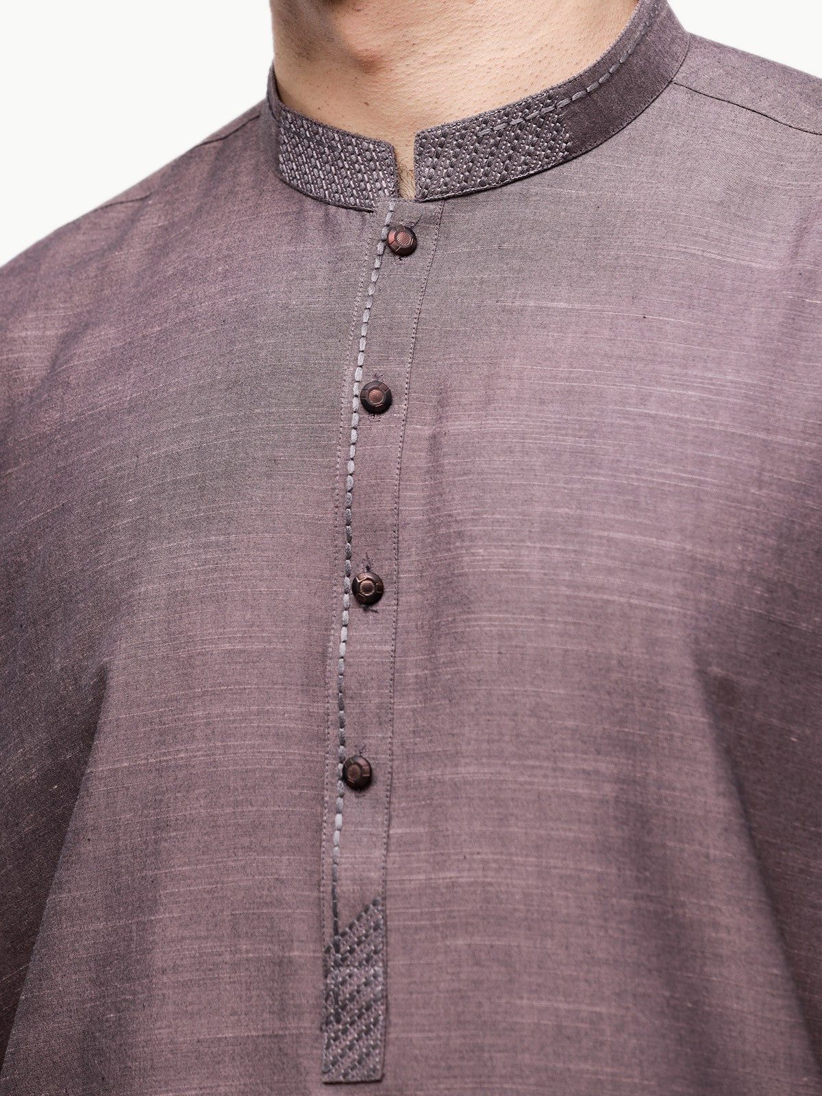Men's Plum Shalwar Kameez - EMTKS23-40997 - Image 4