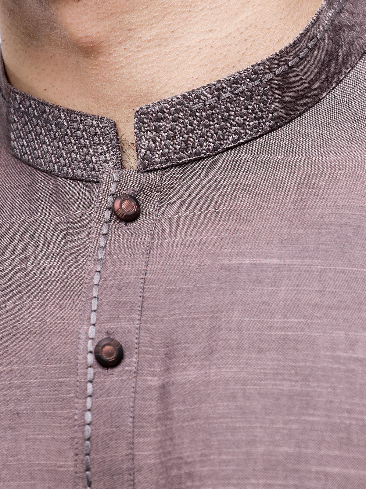 Men's Plum Shalwar Kameez - EMTKS23-40997 - Image 5