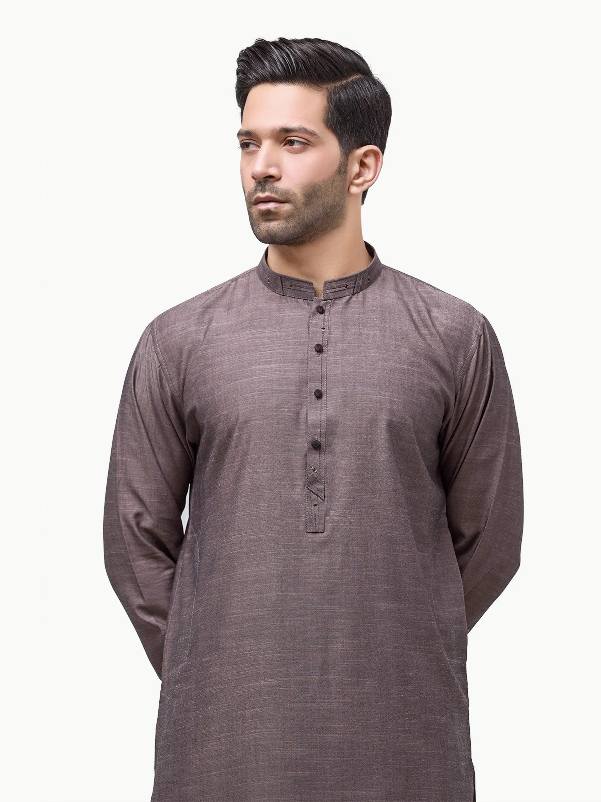 Men's Plum Shalwar Kameez - EMTSW23-99320 - Image 2