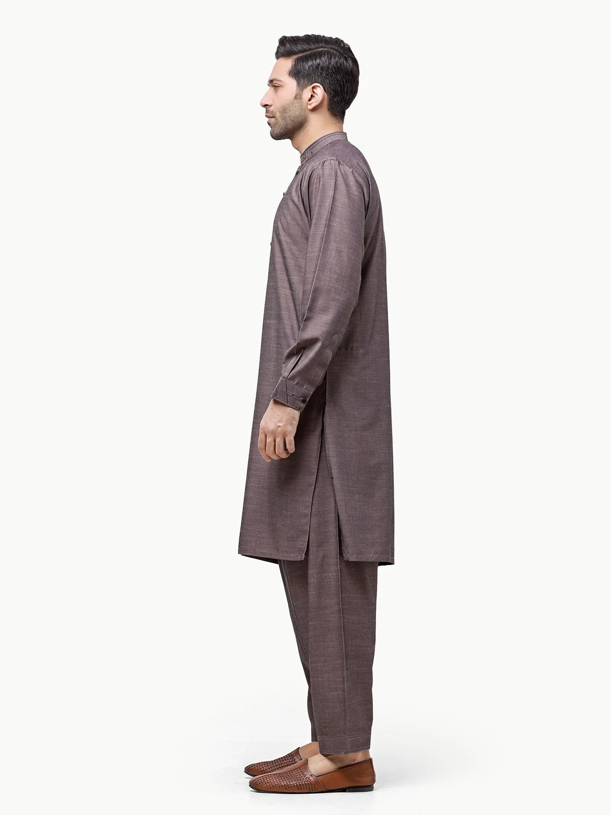 Men's Plum Shalwar Kameez - EMTSW23-99320 - Image 3