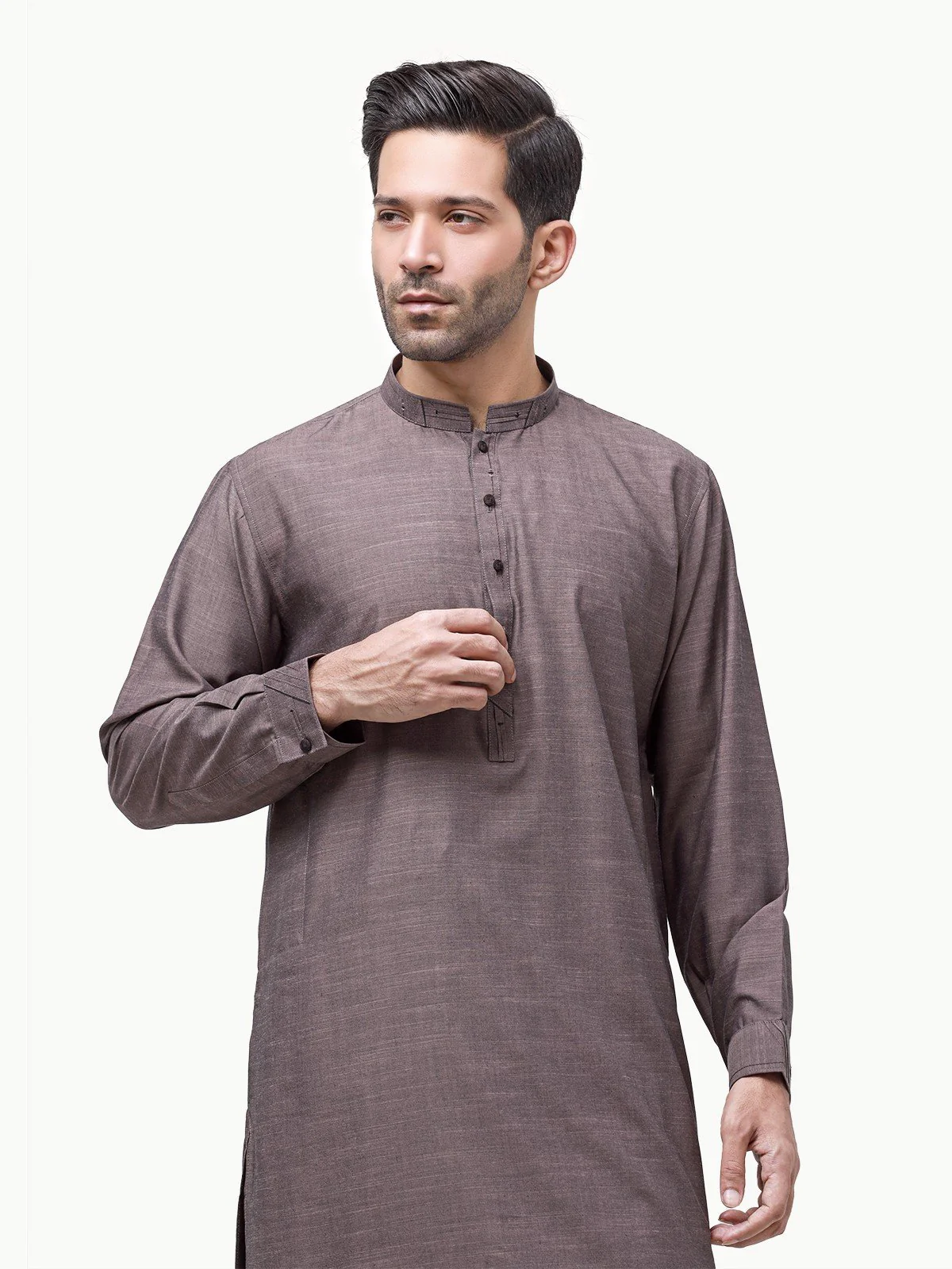 Men's Plum Shalwar Kameez - EMTSW23-99320 - Image 4