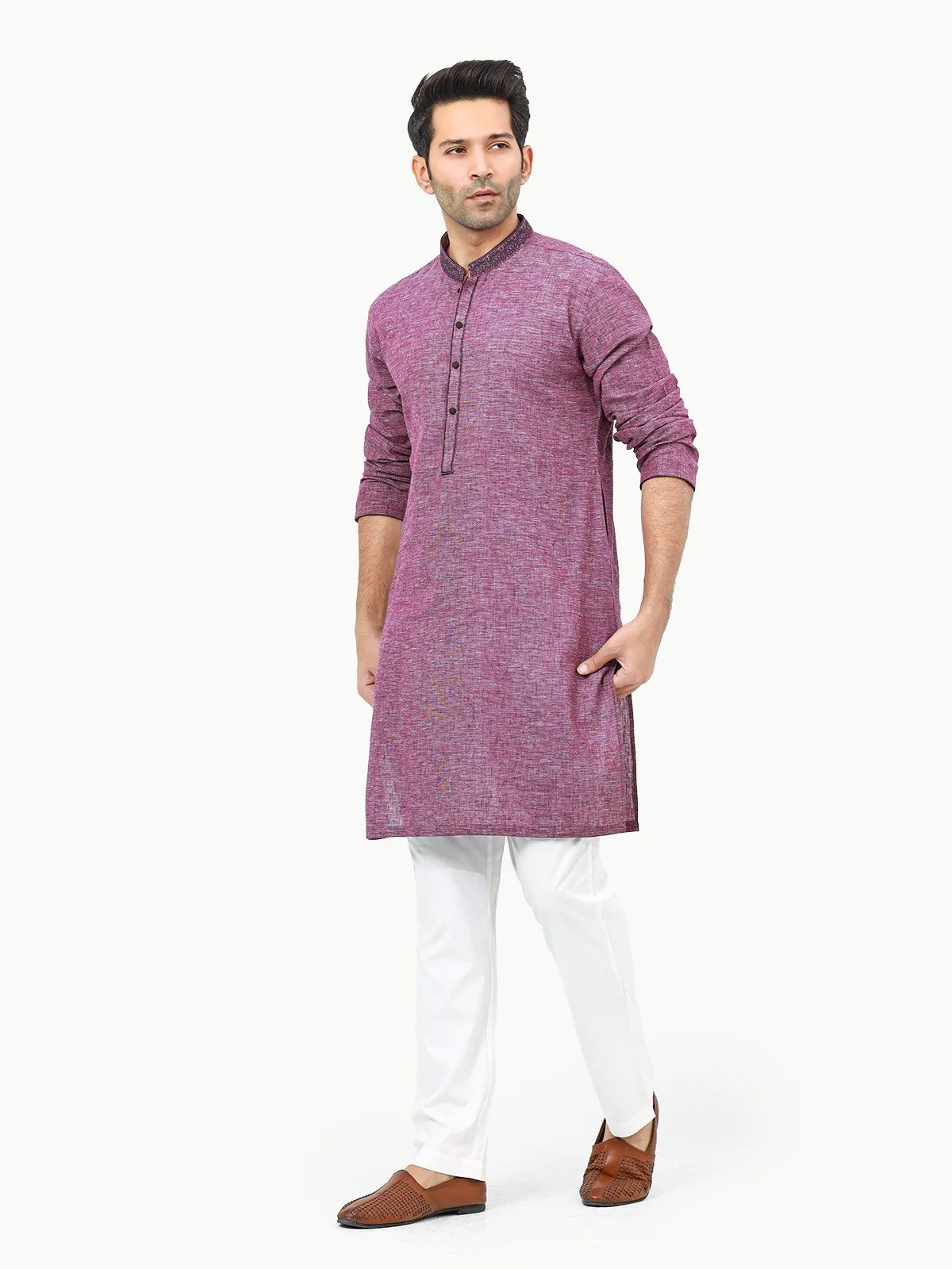 Men's Purple Kurta - EMTK22-99269 - Image 3