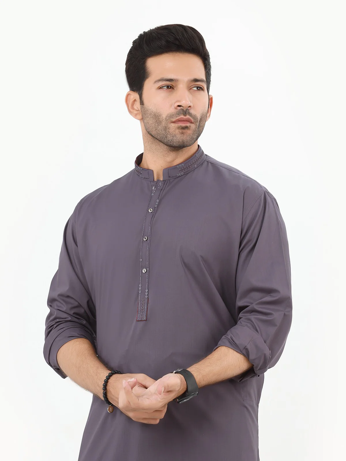 Men's Purple Shalwar Kameez - EMTKS22S-40951 - Image 3