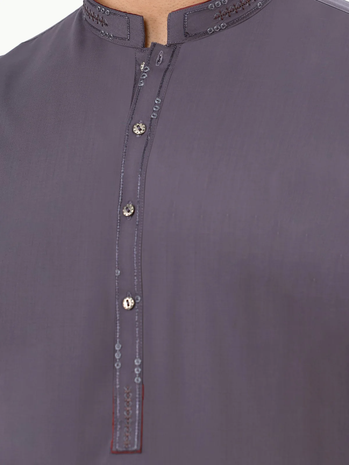 Men's Purple Shalwar Kameez - EMTKS22S-40951 - Image 4