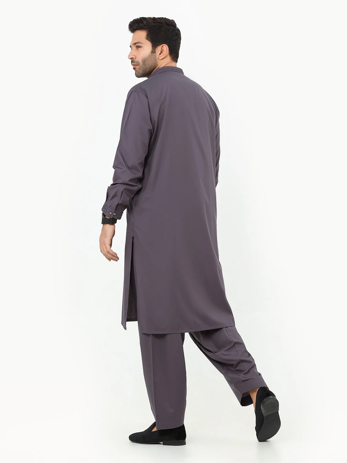 Men's Purple Shalwar Kameez - EMTKS22S-40951 - Image 5