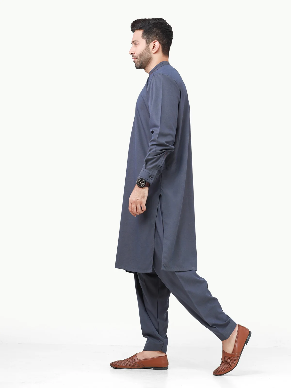 Men's Purple Shalwar Kameez - EMTKS22S-40956 - Image 3