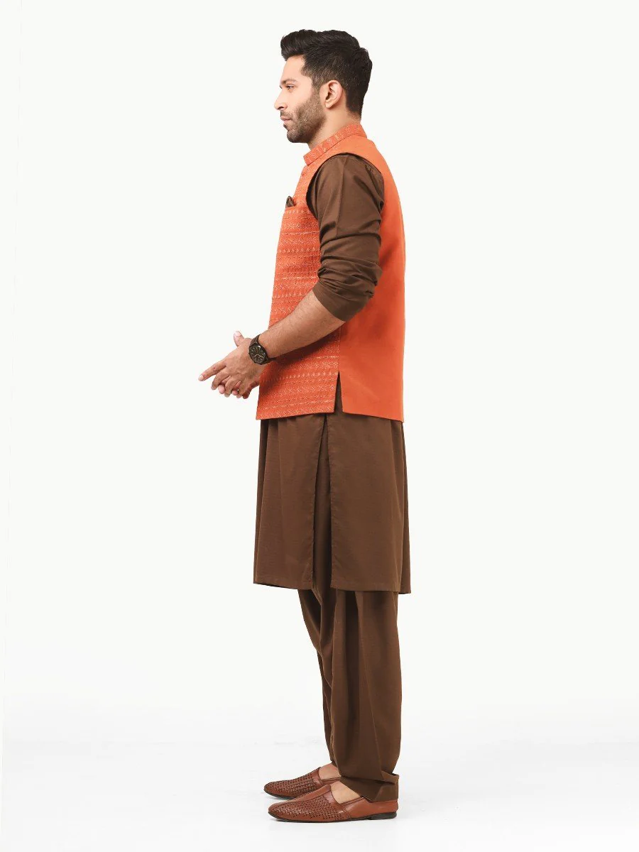 Men's Rust Waist Coat Ceremonial - EMTWCC22-117 - Image 3