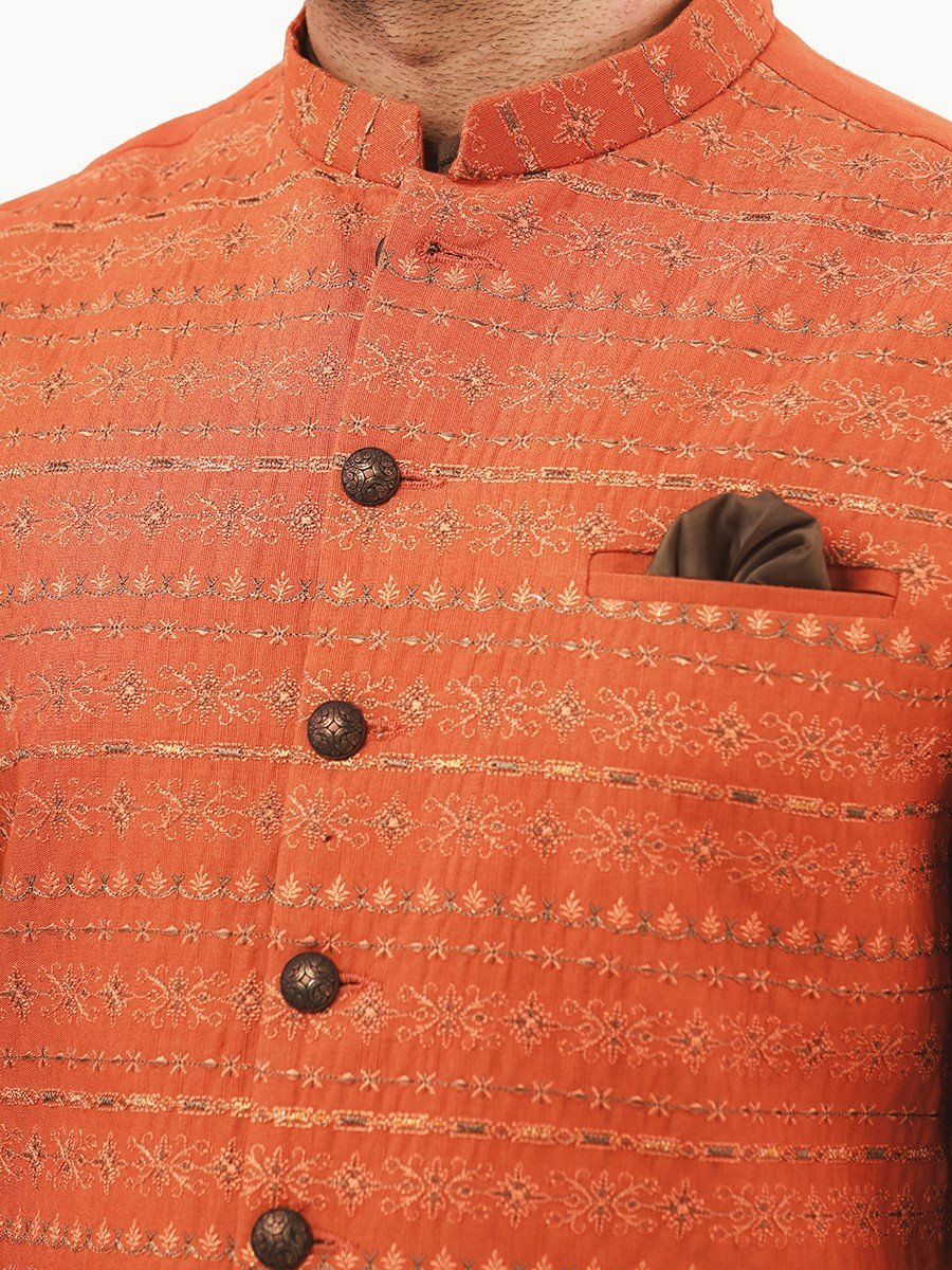 Men's Rust Waist Coat Ceremonial - EMTWCC22-117 - Image 4