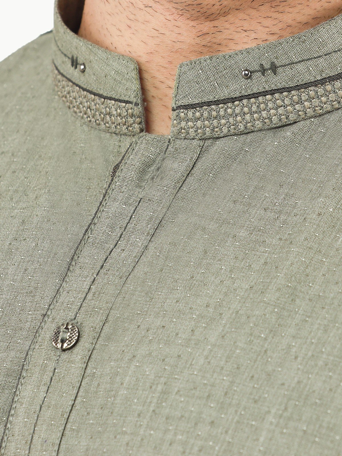 Men's Sage Green Shalwar Kameez - EMTKS22S-40954 - Image 5