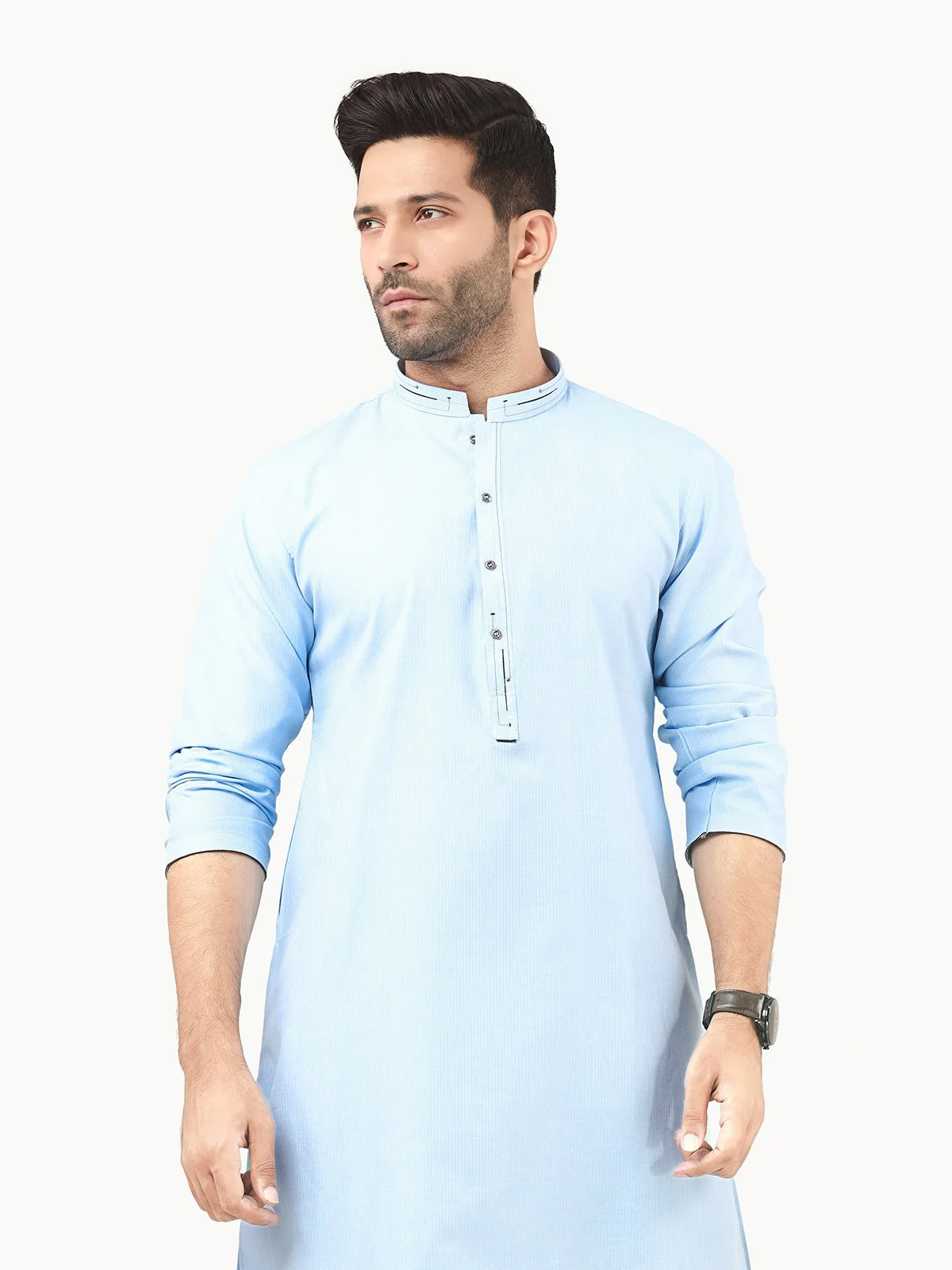 Men's Sky Blue Kurta - EMTK22S-99217 - Image 2