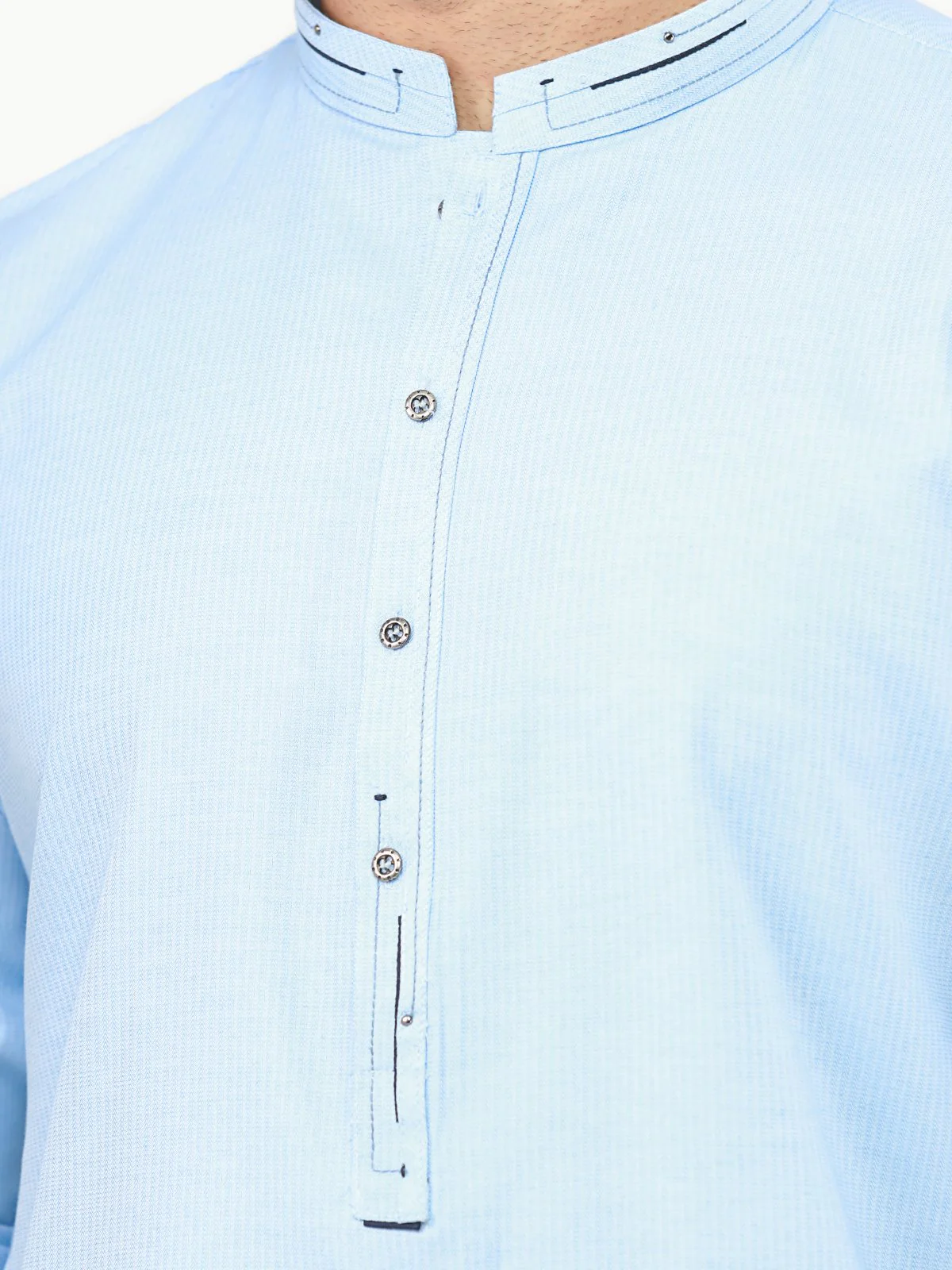 Men's Sky Blue Kurta - EMTK22S-99217 - Image 5