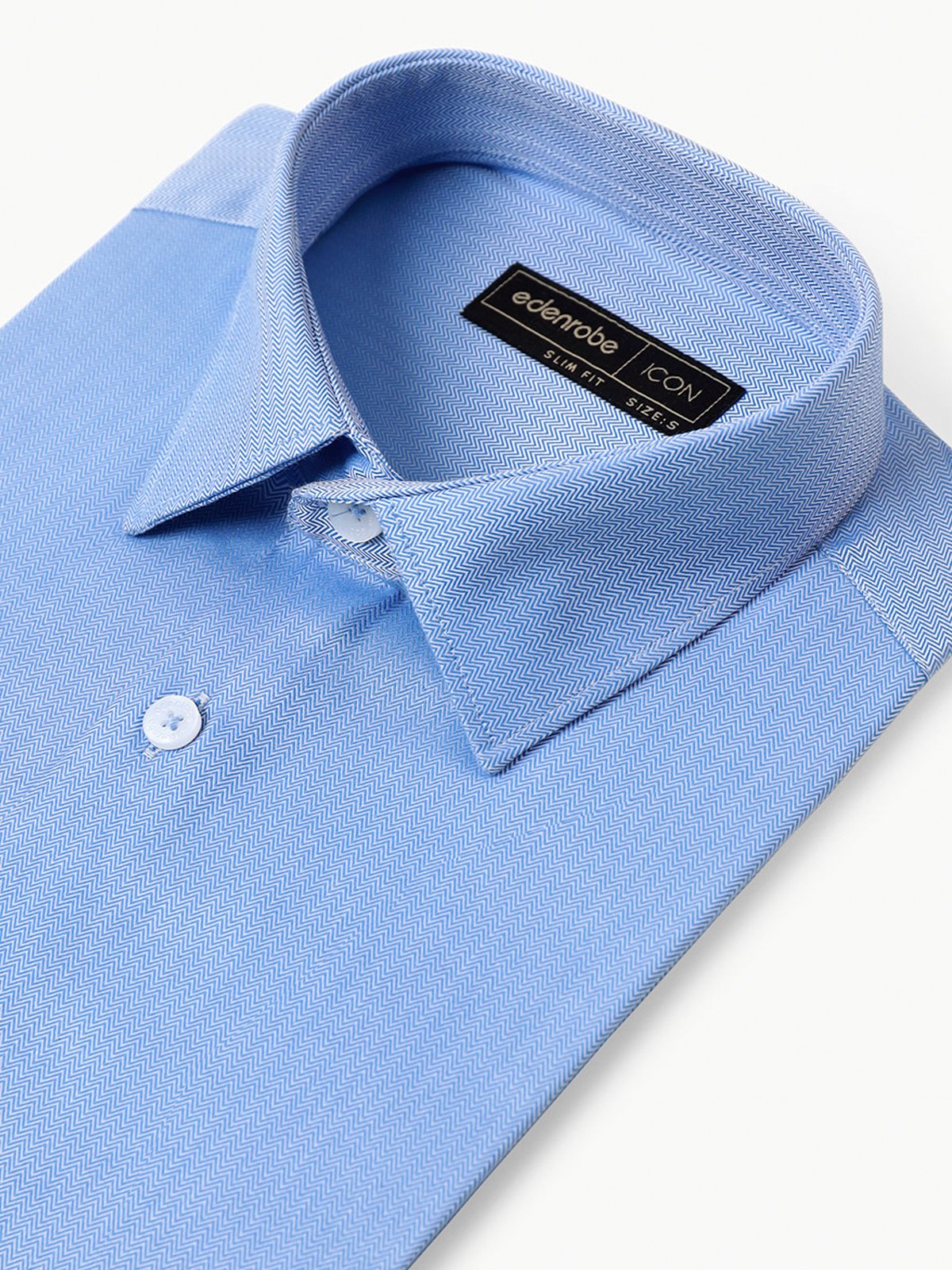Men's Sky Blue Textured Shirt - EMTSI22-50256 - Image 2