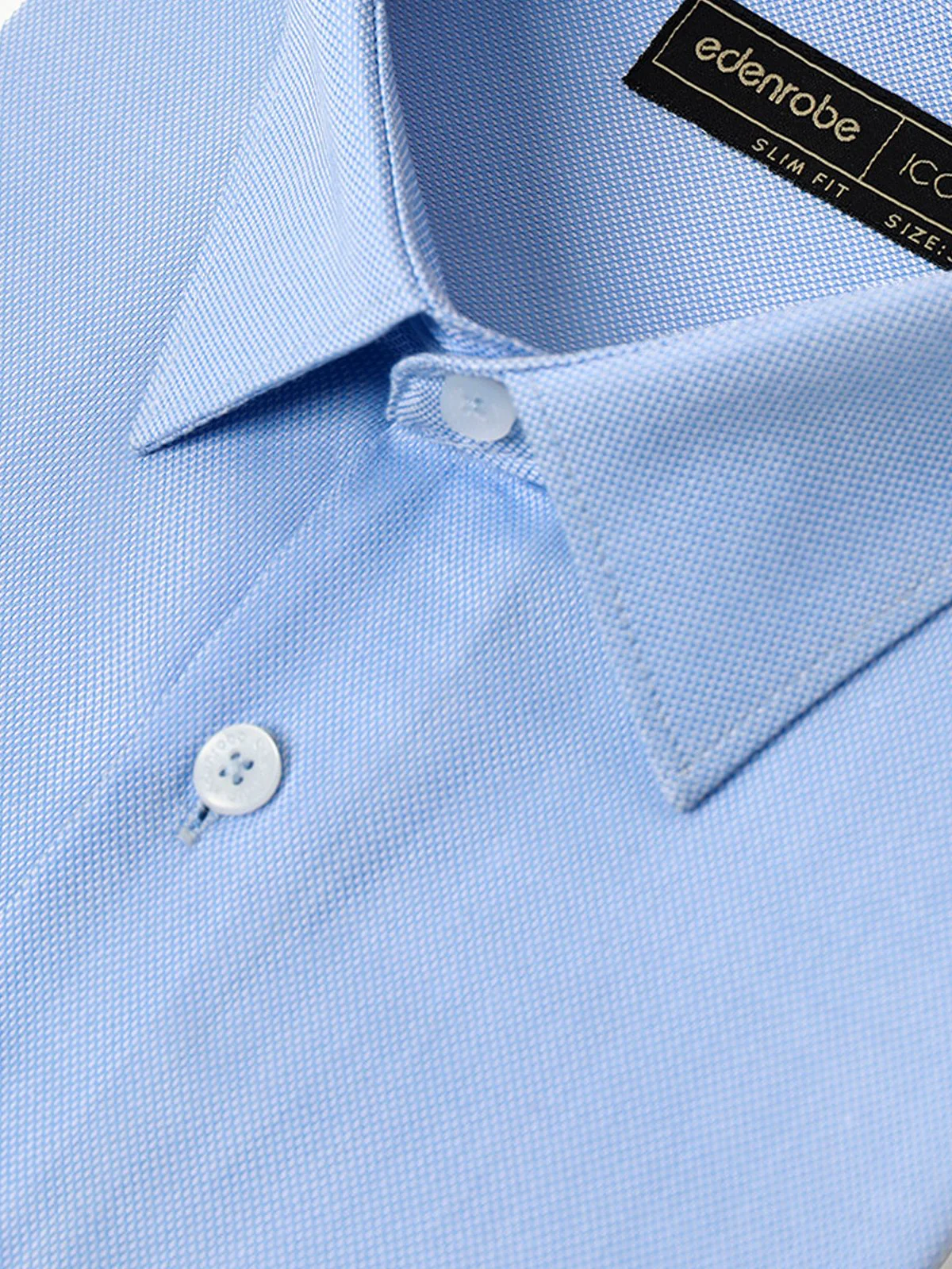 Men's Sky Blue Textured Shirt - EMTSI22-50257 - Image 3