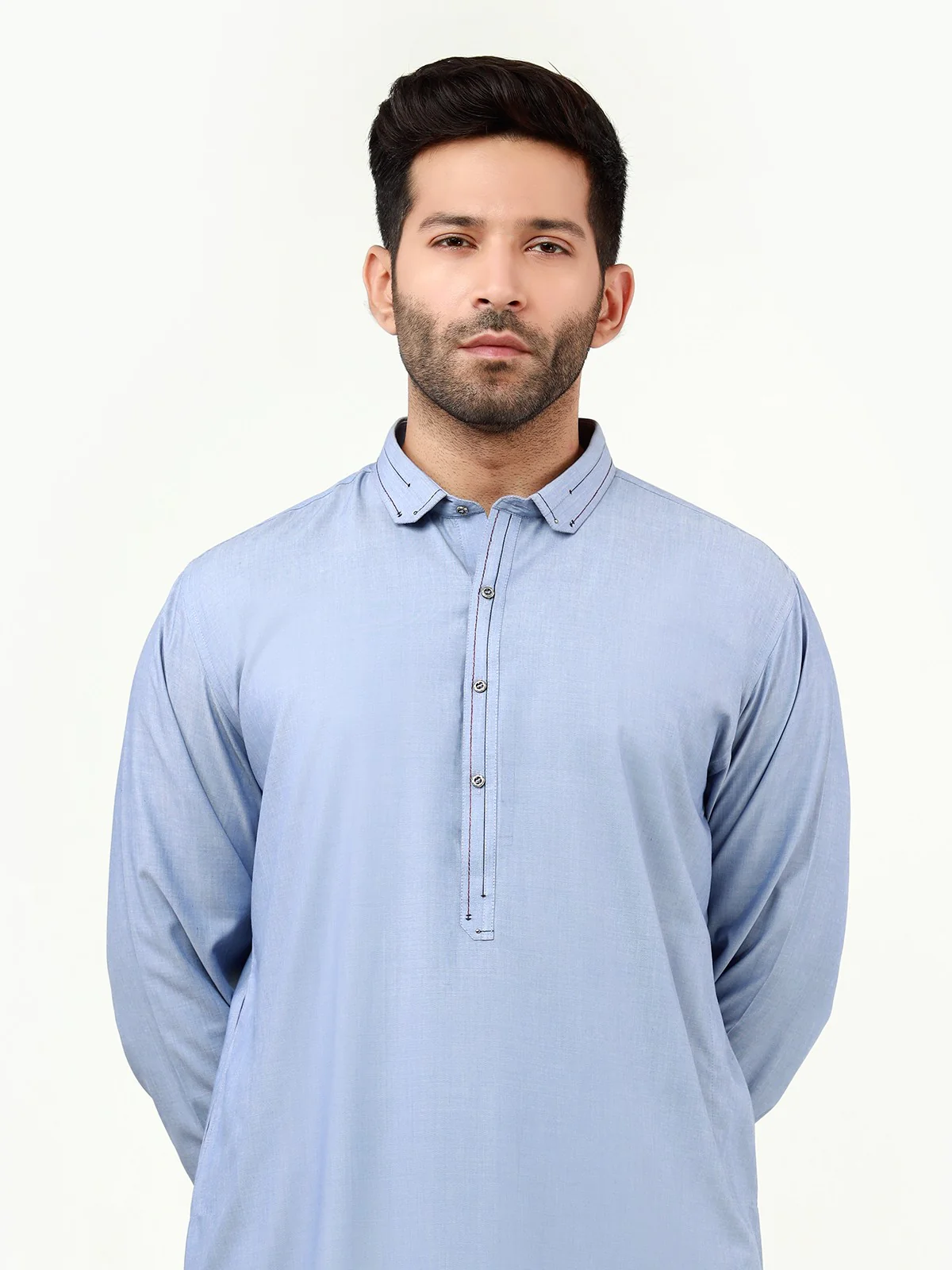 Men's Sky Blue Shalwar Kameez - EMTSW22S-99210 - Image 2