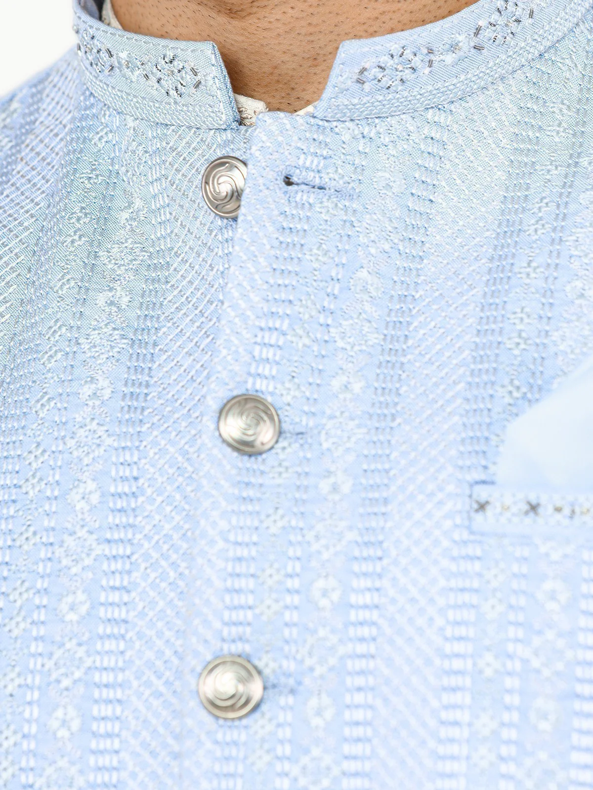 Men's Sky Blue Waist Coat Ceremonial - EMTWCC22-138 - Image 3
