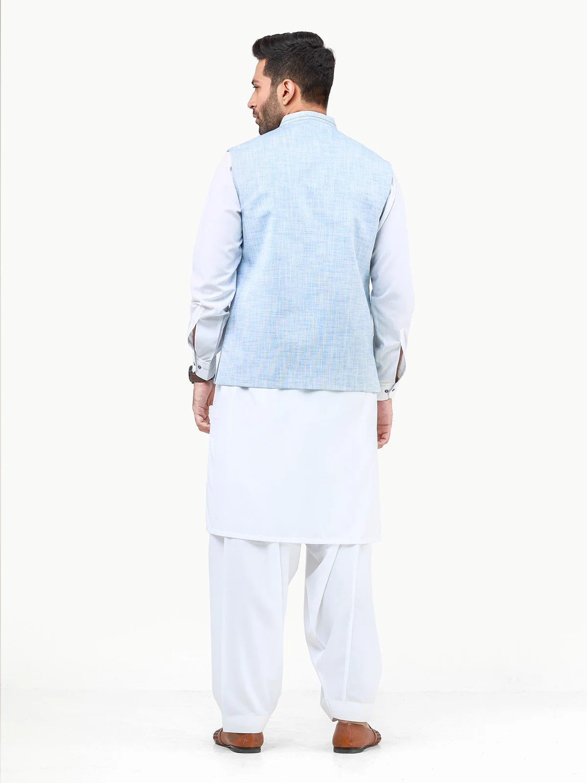 Men's Sky Blue Waist Coat - EMTWC22-35794 - Image 5