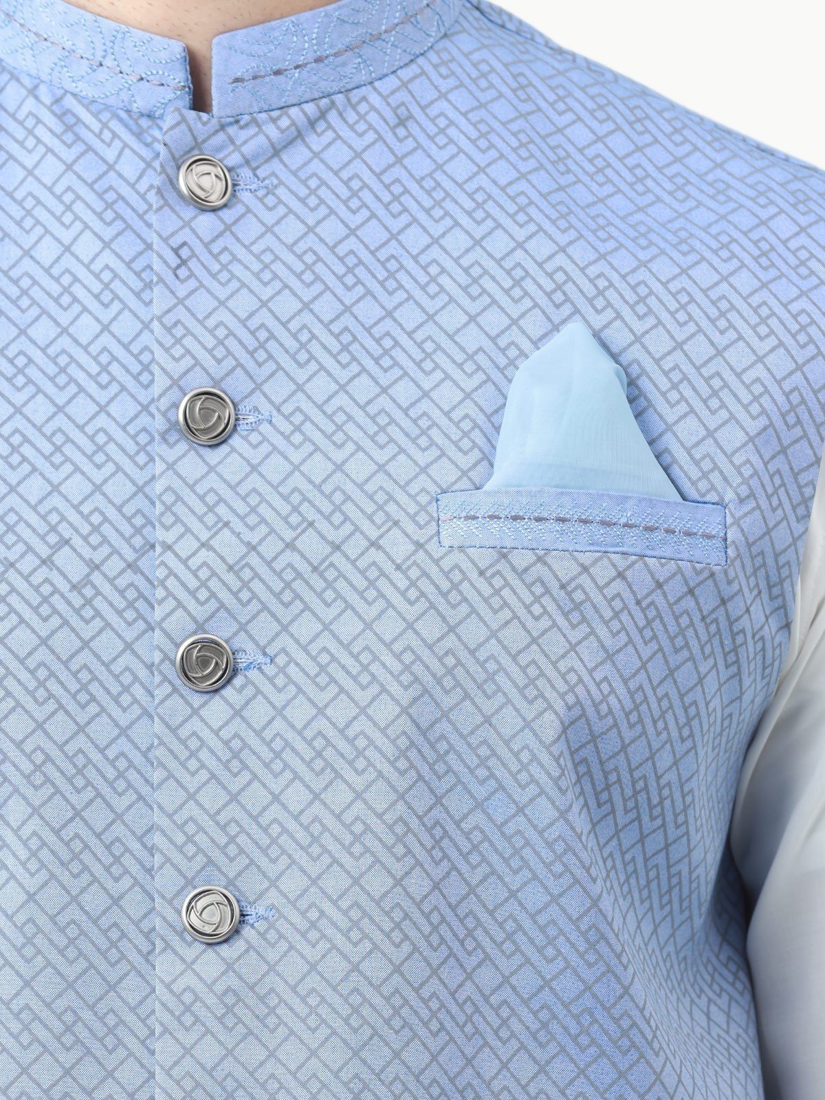 Men's Sky Blue Waist Coat - EMTWC22-35817 - Image 3