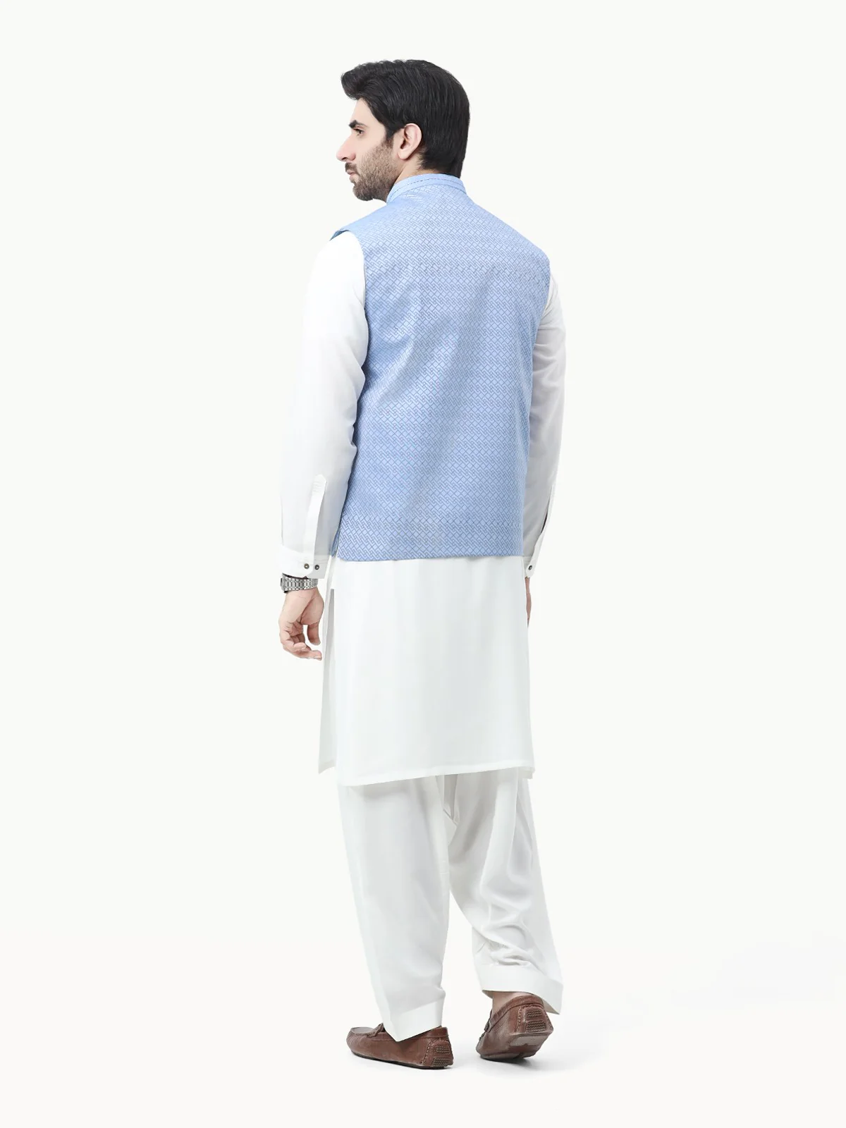 Men's Sky Blue Waist Coat - EMTWC22-35817 - Image 4