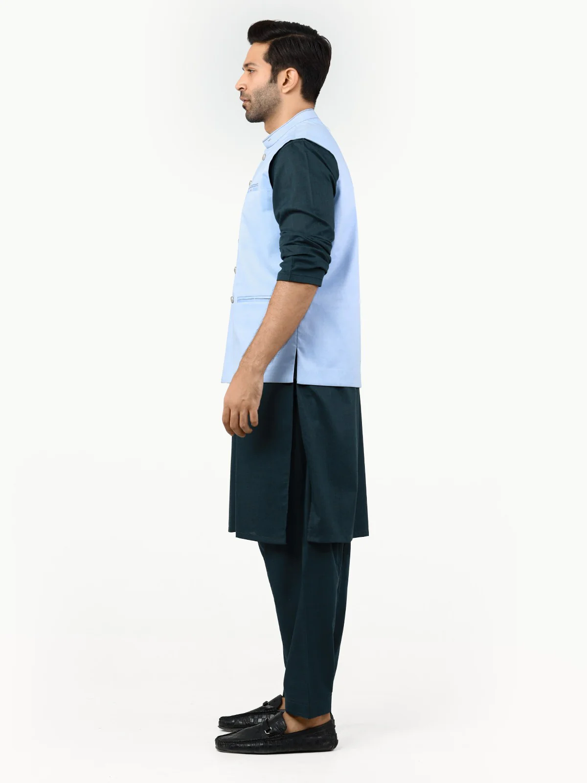 Men's Sky Blue Waist Coat - EMTWC22-35818 - Image 3