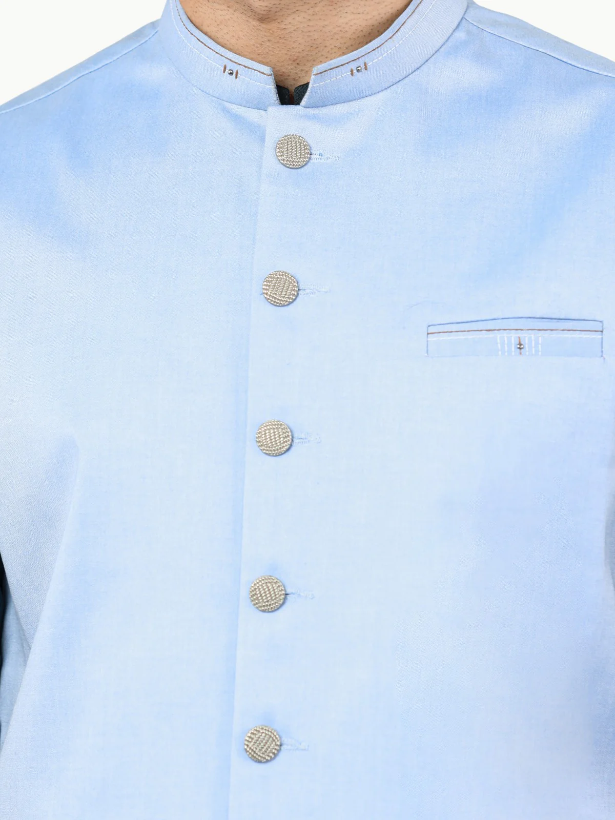 Men's Sky Blue Waist Coat - EMTWC22-35818 - Image 5
