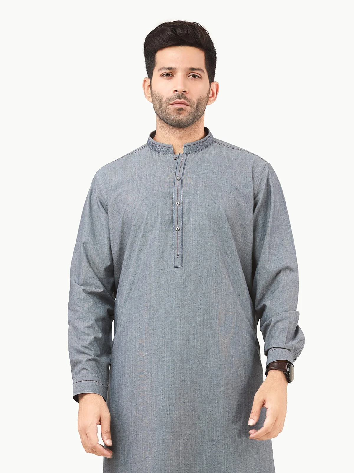 Men's Steel Blue Shalwar Kameez - EMTKS22S-40965 - Image 2