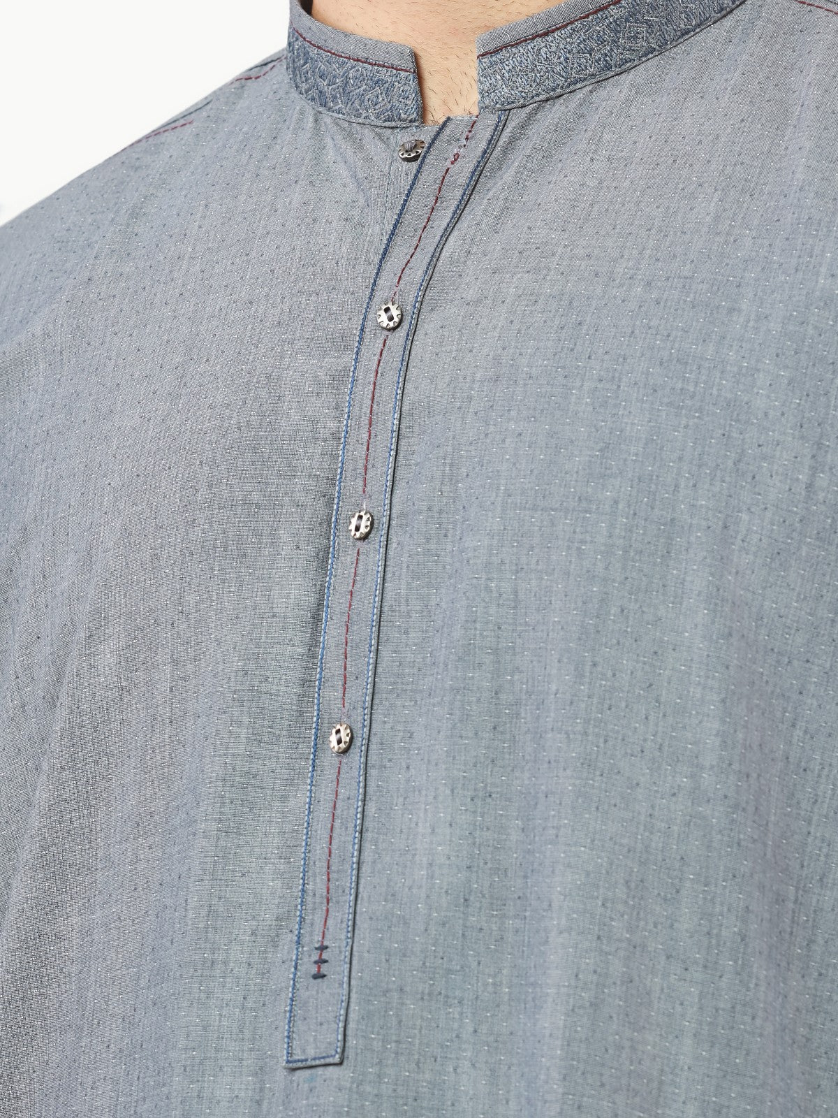 Men's Steel Blue Shalwar Kameez - EMTKS22S-40965 - Image 4