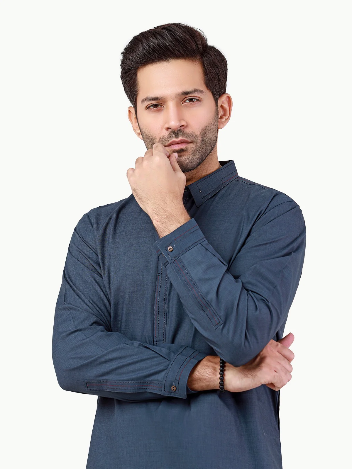 Men's Steel Blue Shalwar Kameez - EMTKS22S-40985 - Image 2