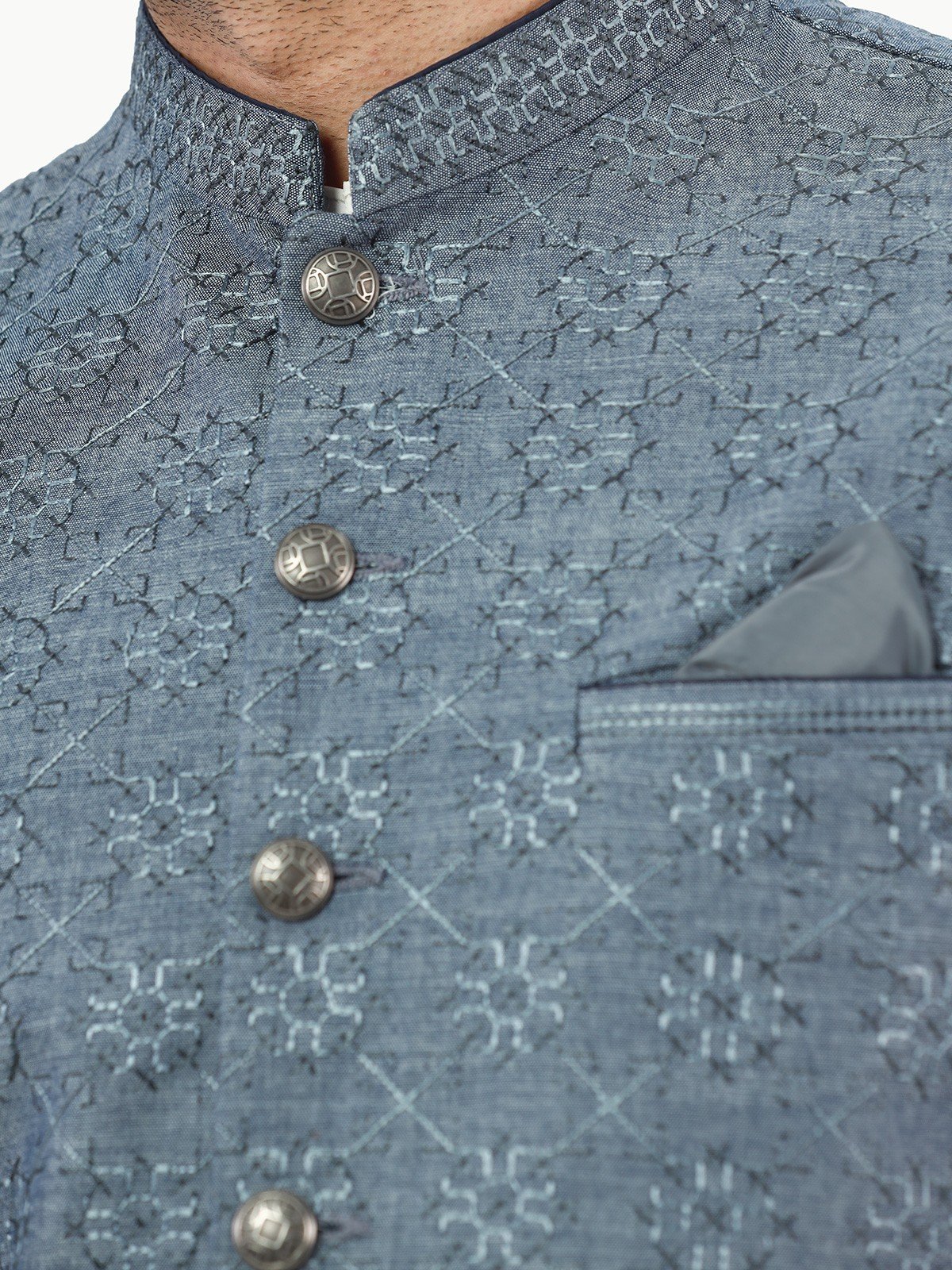 Men's Steel Blue Waist Coat Ceremonial - EMTWCC22-136 - Image 4