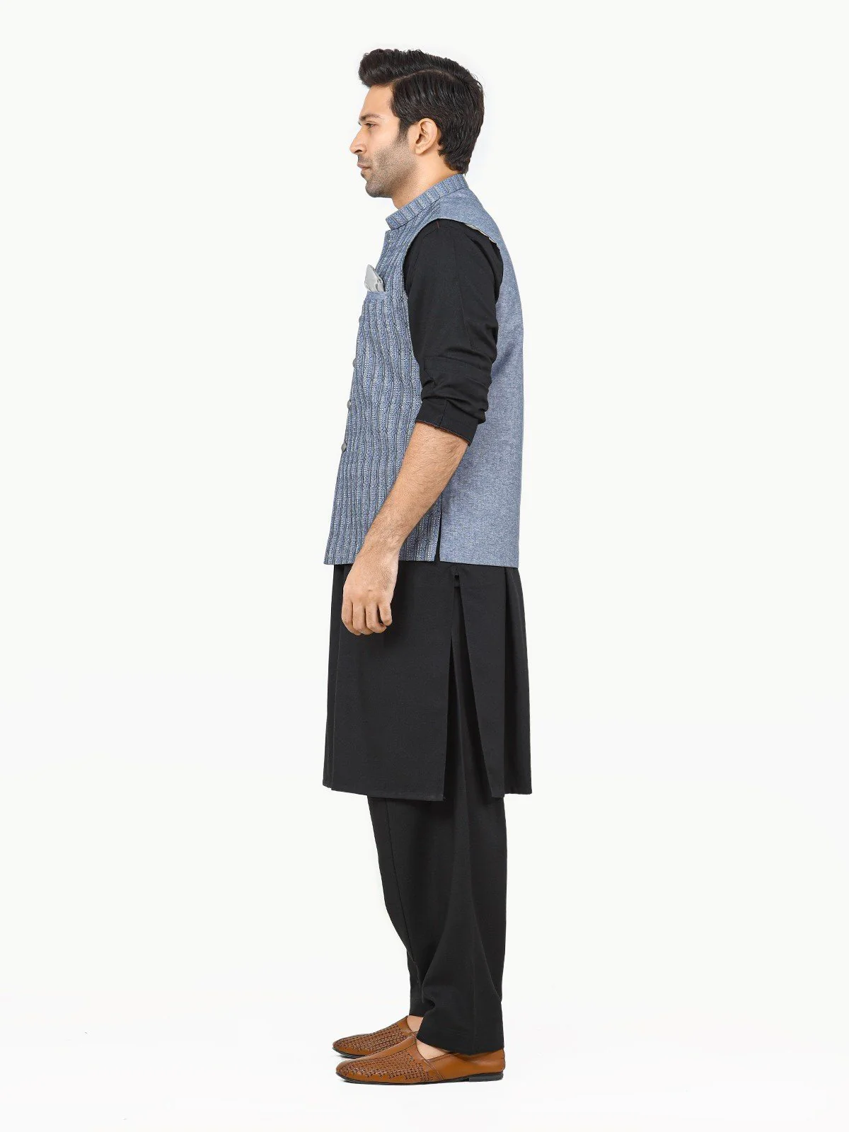 Men's Steel Blue Waist Coat Ceremonial - EMTWCC22-139 - Image 2