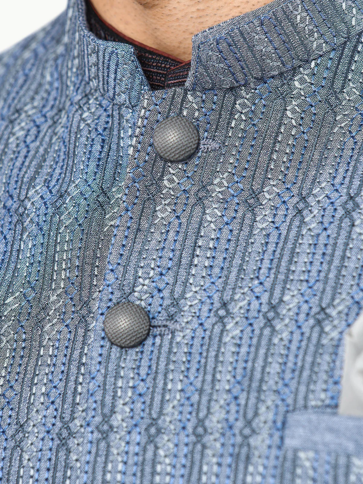 Men's Steel Blue Waist Coat Ceremonial - EMTWCC22-139 - Image 3
