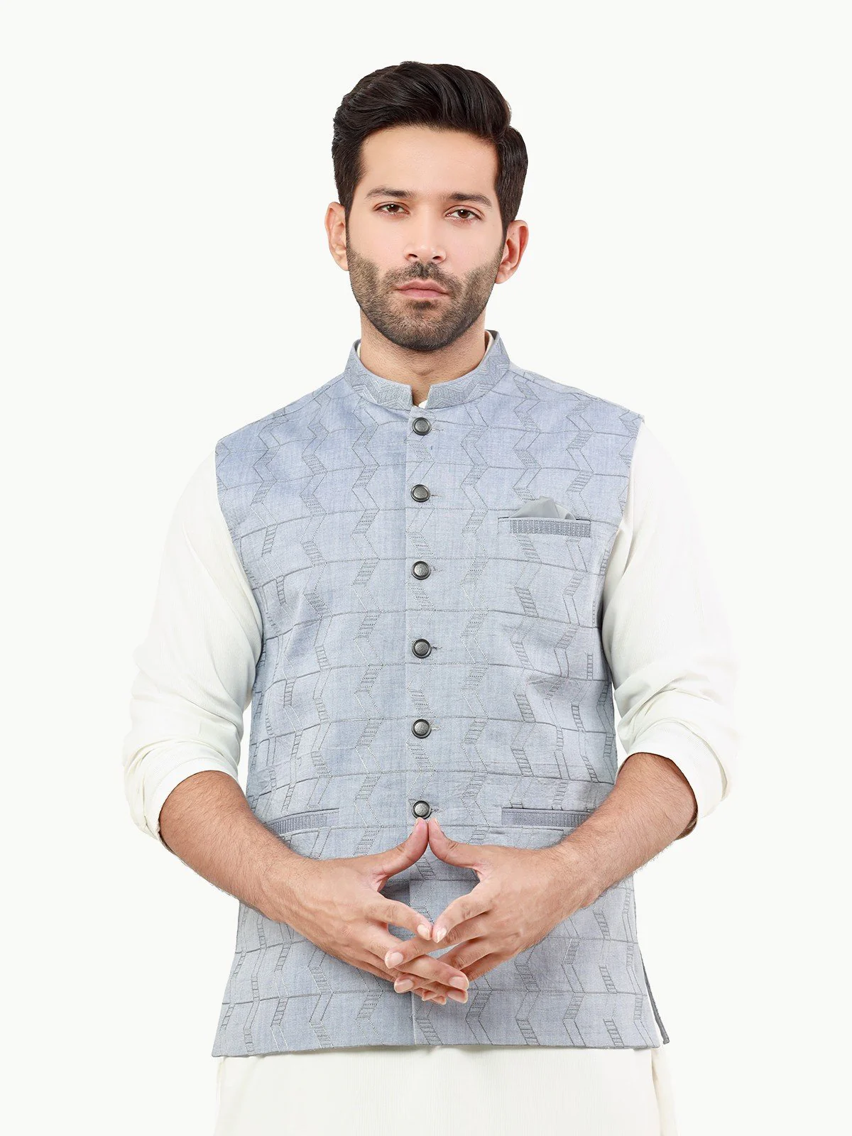 Men's Steel Blue Waist Coat Ceremonial - EMTWCC22-144 - Image 2