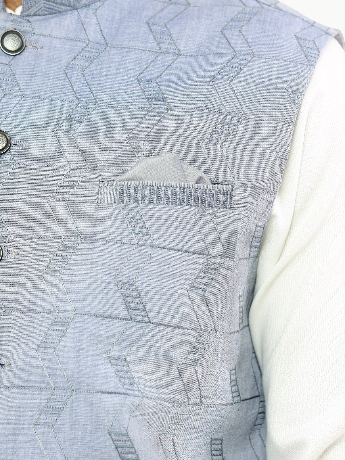 Men's Steel Blue Waist Coat Ceremonial - EMTWCC22-144 - Image 4