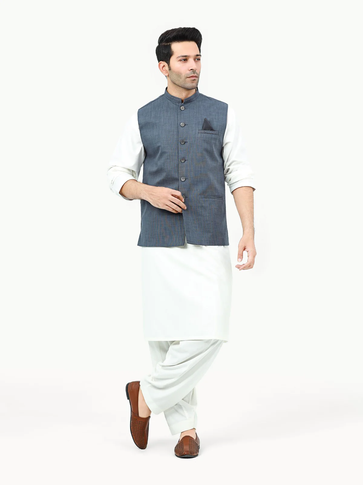 Men's Steel Blue Waist Coat - EMTWC22-35797
