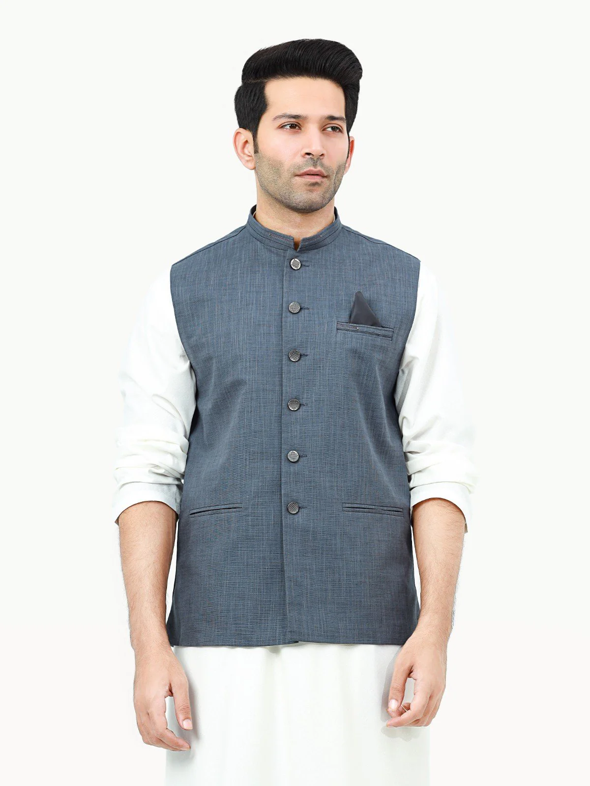 Men's Steel Blue Waist Coat - EMTWC22-35797 - Image 2
