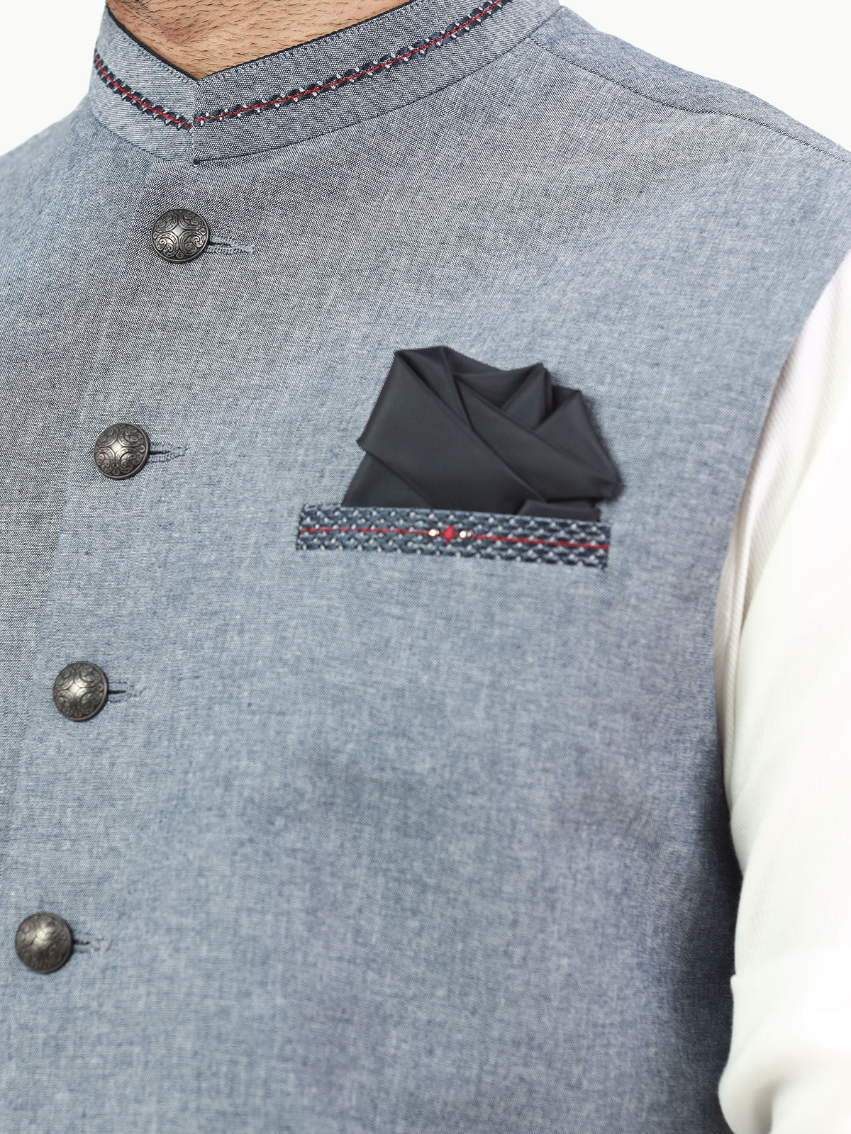 Men's Steel Blue Waist Coat - EMTWC22-35813 - Image 3