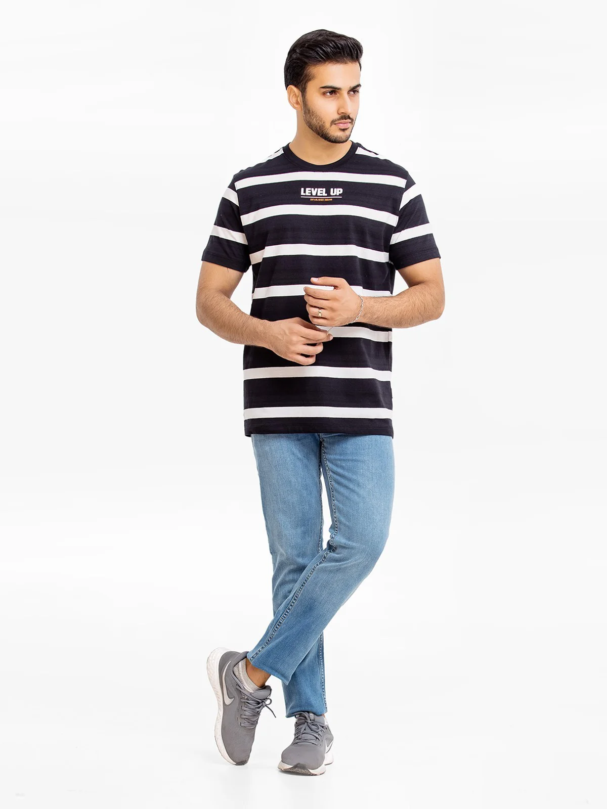 Men's White & Black Graphic Tee - EMTGT23-009 - Image 3