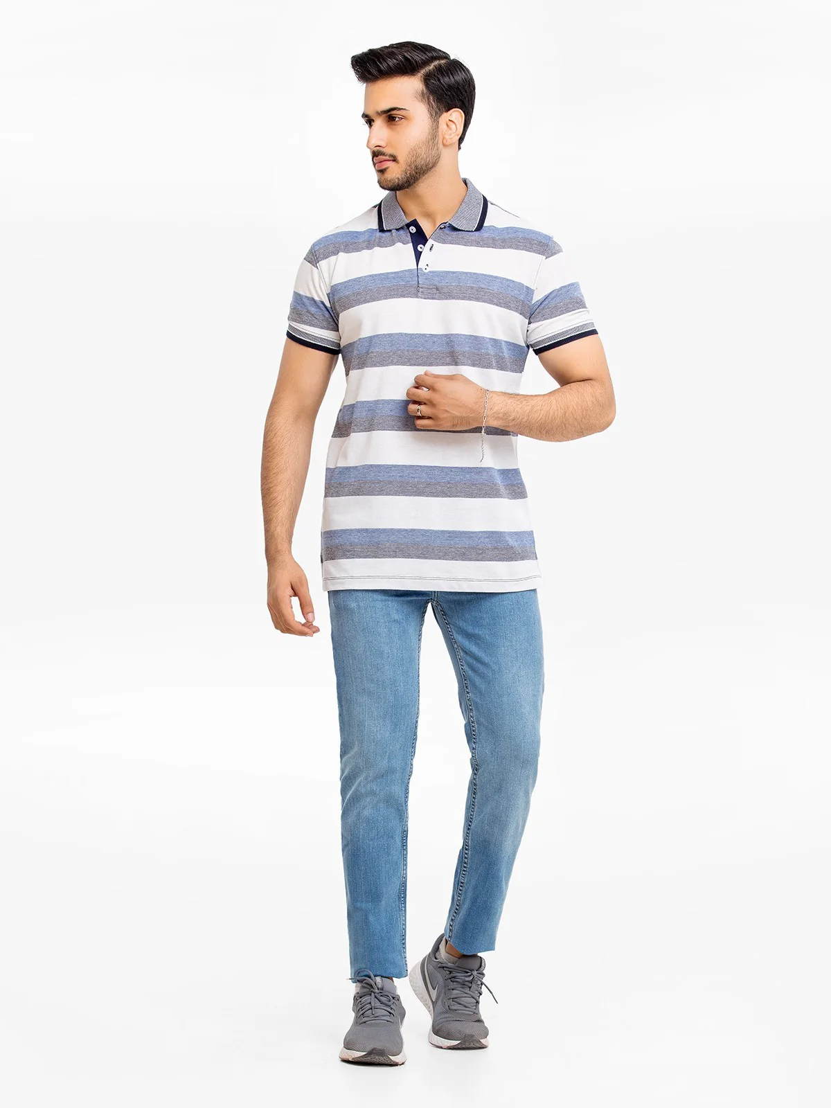 Men's White & Blue Polo Shirt - EMTPS23-002 - Image 3
