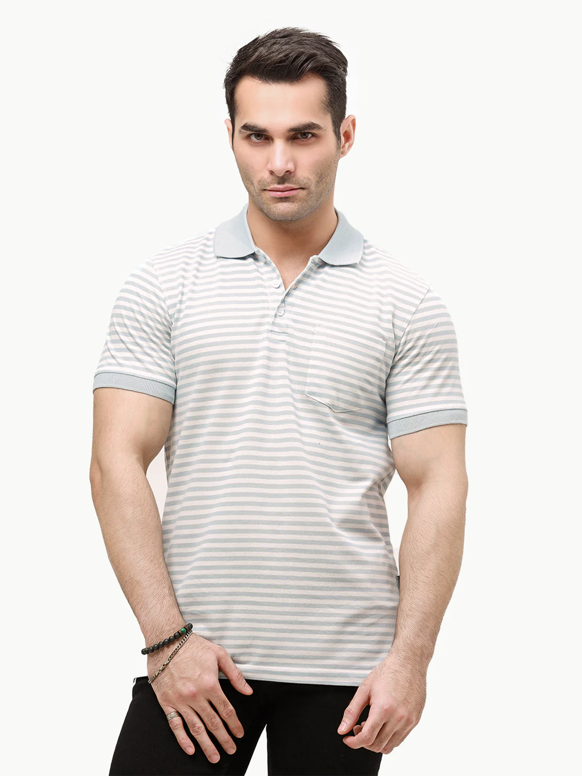 Men's White & Blue Polo Shirt - EMTPS23-024 - Image 2