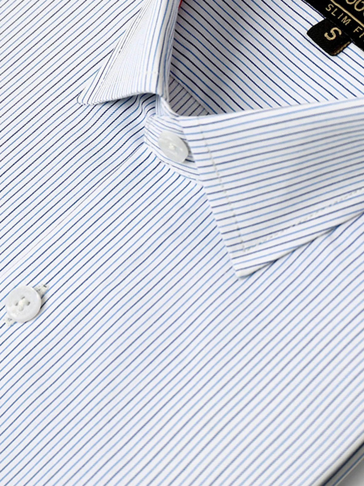 Men's White & Blue Striped Shirt - EMTSI22-50251 - Image 2